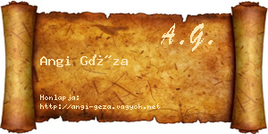 Angi Géza névjegykártya