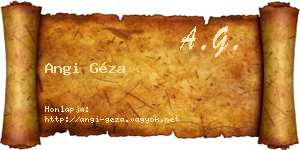 Angi Géza névjegykártya